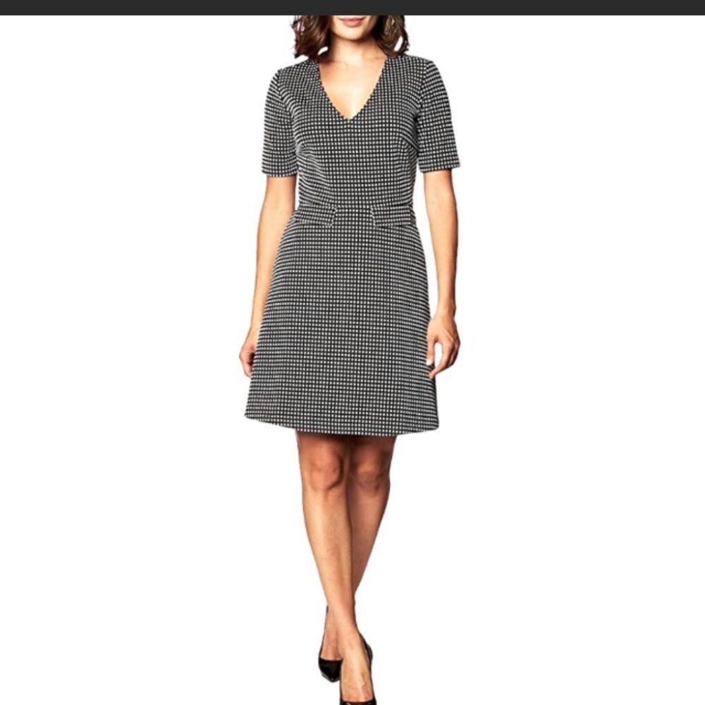 Paris Sunday * Graphic fit and flare preppy dress black white | XS